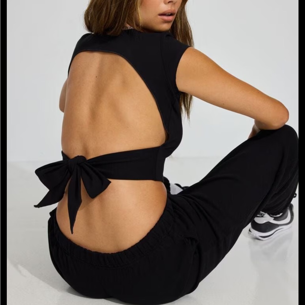 GARAGE // Black Open-Back Tie Top